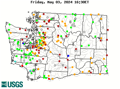 Map of flood and high flow condition (Washington)