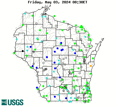 Map of flood and high flow condition (Wisconsin)