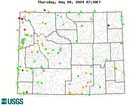 Map of flood and high flow condition (Wyoming)