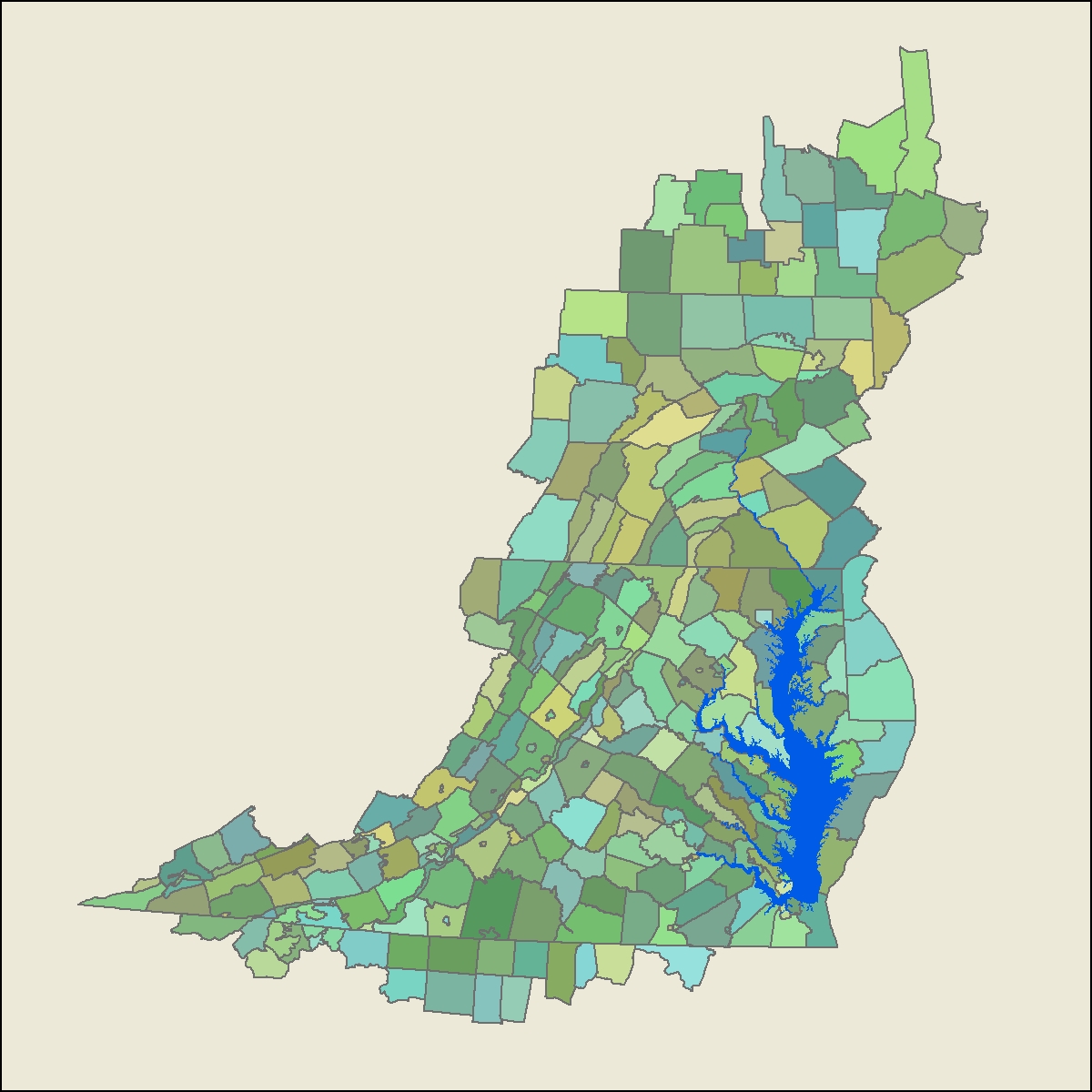 Land segments of the Chesapeake Bay Regional Watershed Model Land segments of the Chesapeake Bay Regional Watershed Model