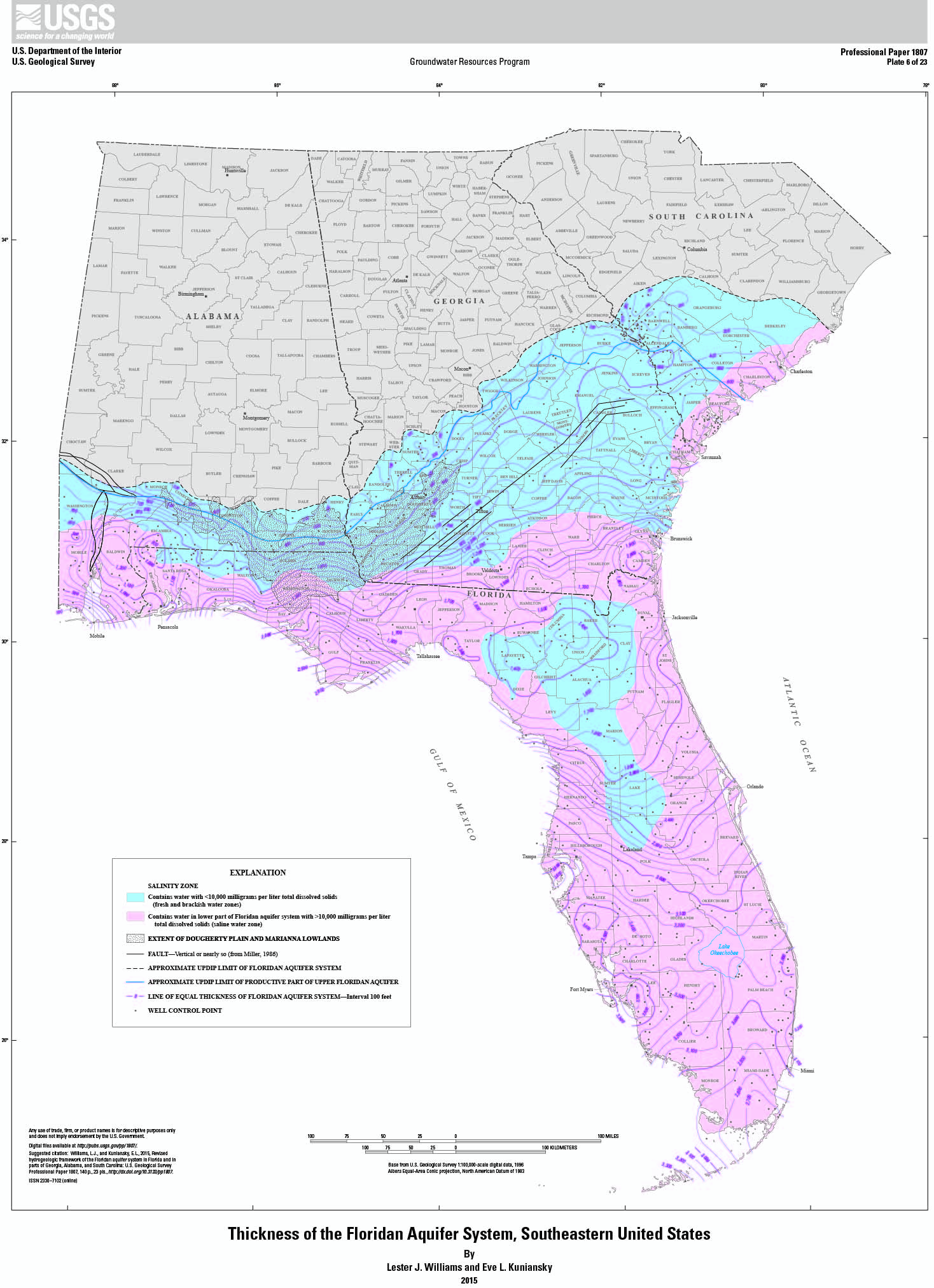 Floridan aquifer system Thickness Floridan aquifer system Thickness