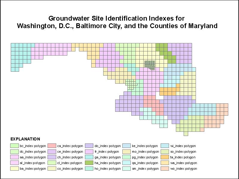 Groundwater Site Identification Indexes for Washington D.C., Baltimore City, and the Counties of Maryland Groundwater Site Identification Indexes for Washington D.C., Baltimore City, and the Counties of Maryland
