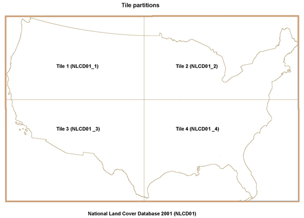 Four-tile partion of the conterminous United States. Four-tile partion of the conterminous United States.