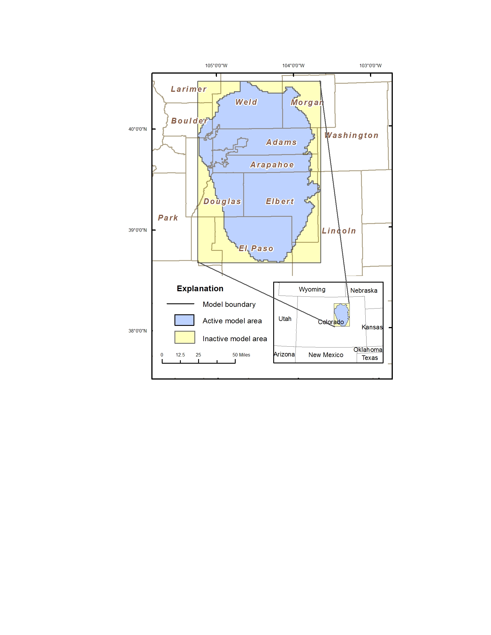 Image of the model domain and active area of the model. Image of the model domain and active area of the model.
