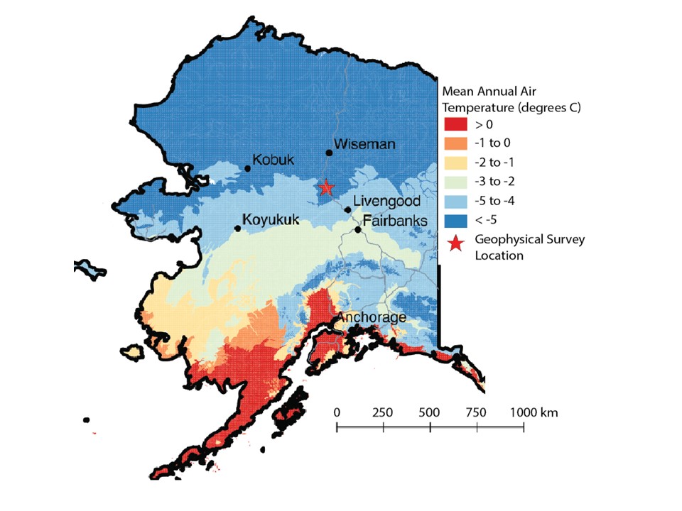 Image of the generalized model area and the mean average annual temperature.