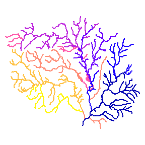 Smaller 'hydrosequence' values are guaranteed to be downstream of larger values along connected paths.