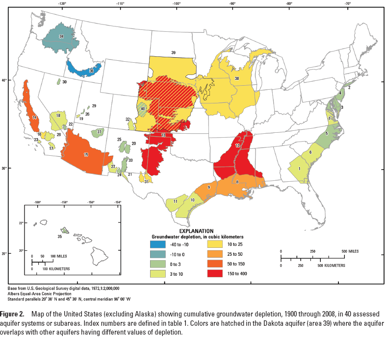 Map Of Groundwater Depletion In The United States American Geosciences Institute 4686