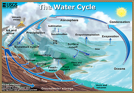 Diagram of the water cycle.