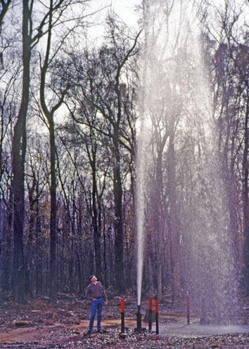 Artesian well in Georgia, USA; water shooting up without aid of a pump.