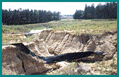 Fotografía de sedimentación de un riachuelo tributario que descarga en un arroyo