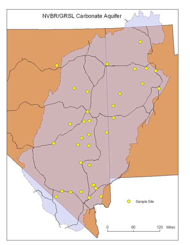 Map of NVBR/GRSL Carbonate Aquifer