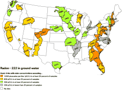 Map showing SUs coloured by p75(Rn-222)