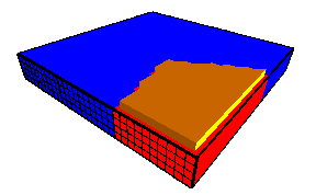 A 3D view of a model in ModelMuse.