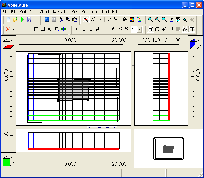 Grid with region with smaller elements specified by polygon object.