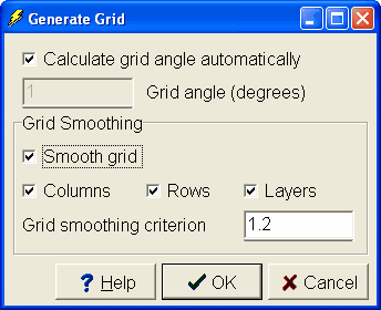 Generate Grid dialog box with grid smoothing activated.