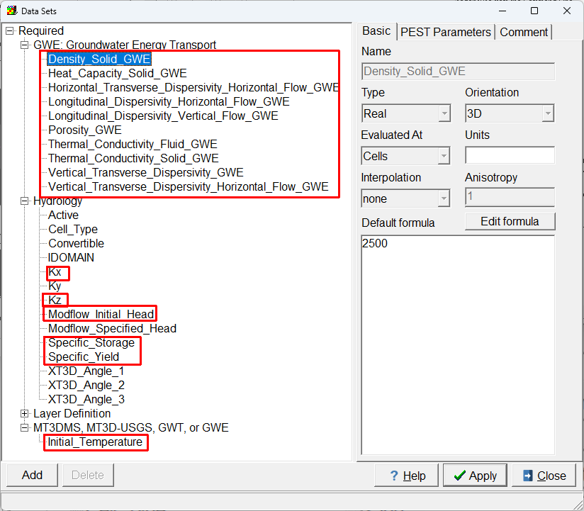 Screen capture of the Edit Data Sets dialog box illustating the data sets that need to be edited