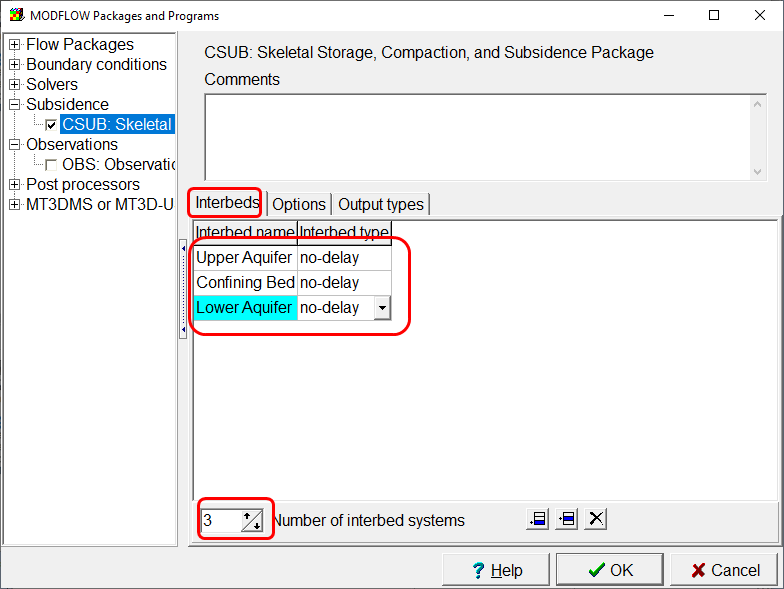 CSUB Example: Define Interbed Systems