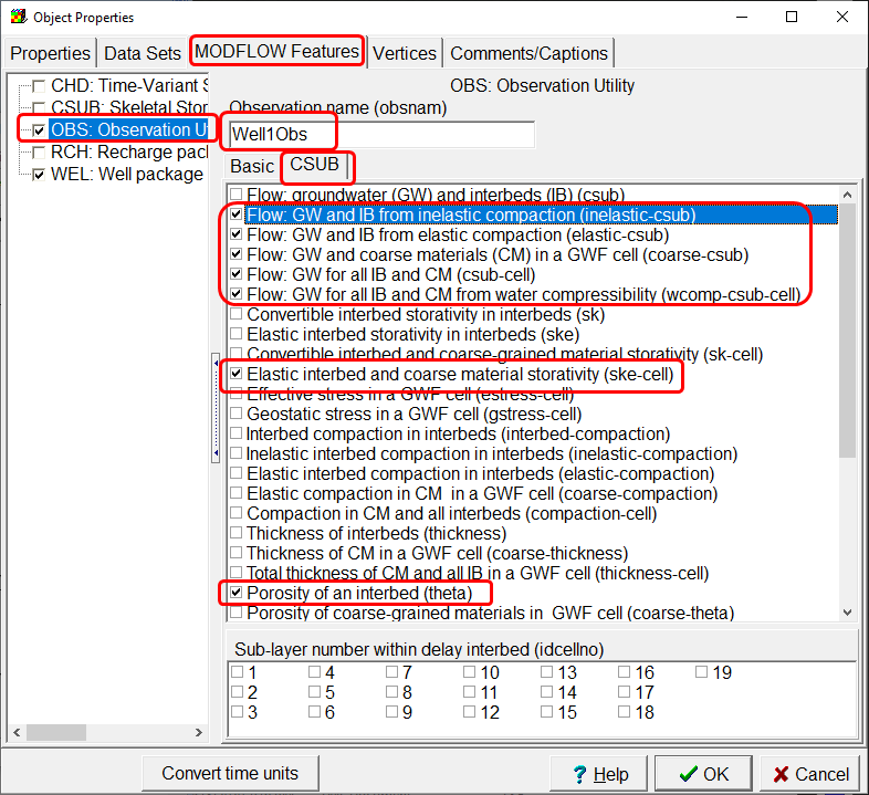 Specifying CSUB observation at well locations