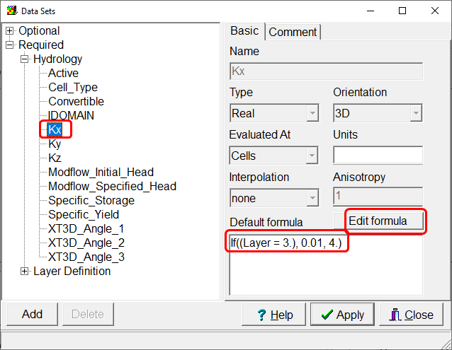 CSUB Example: Default formula in Data Sets dialog box