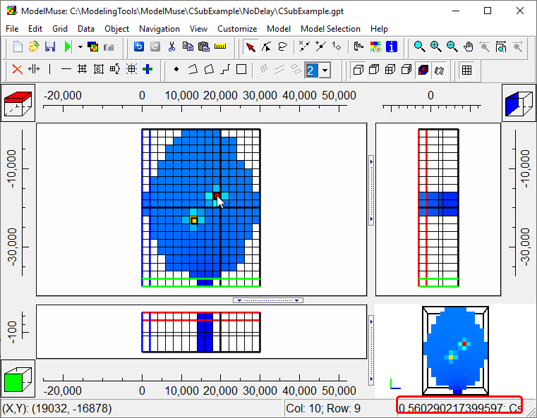 Z displacement value on status bar