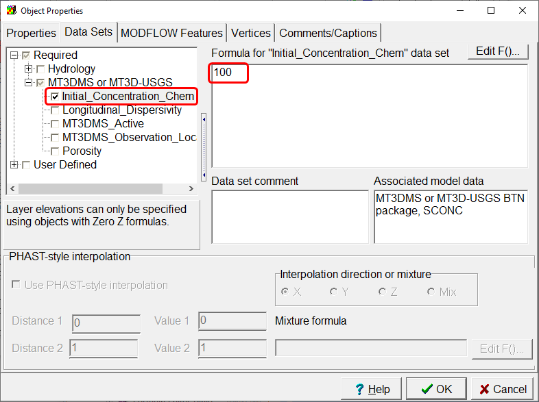 Specifying initial concentration at row 16, column 16