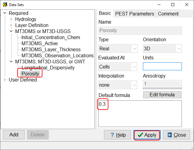 Specify porosity