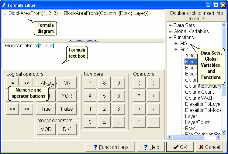 Formula Editor with each part labeled