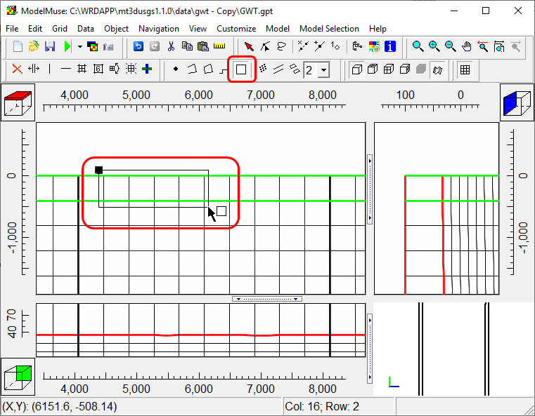 Create a rectangle object around the high concentration cells.