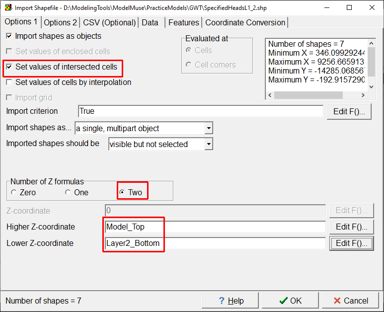 Screen capture of the Import Shapefile dialog box showing options on the Basic tab.