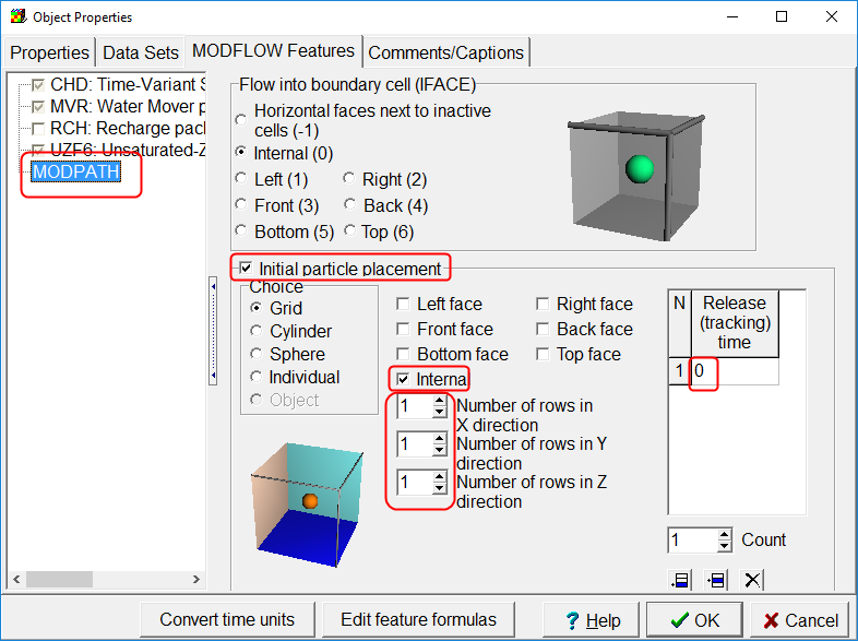 Modpath Starting Points