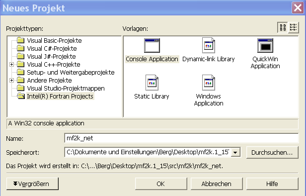 Creating a new Fortran project