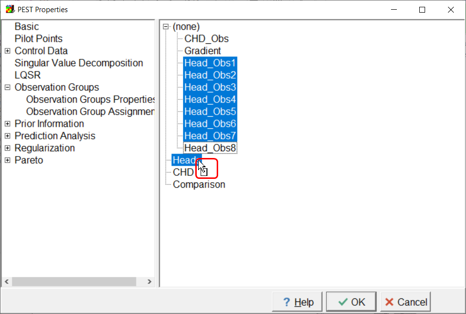 Screen capture illustrating assigning observation groups.