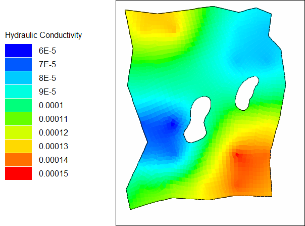 Diagram displaying the estimated distribution of hydraulic conductivity