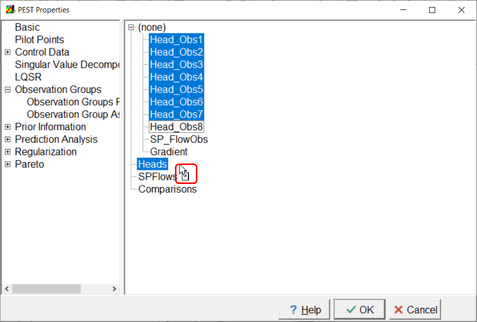 Screen capture illustrating assigning observation groups