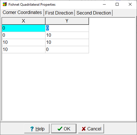 Corner coordinates