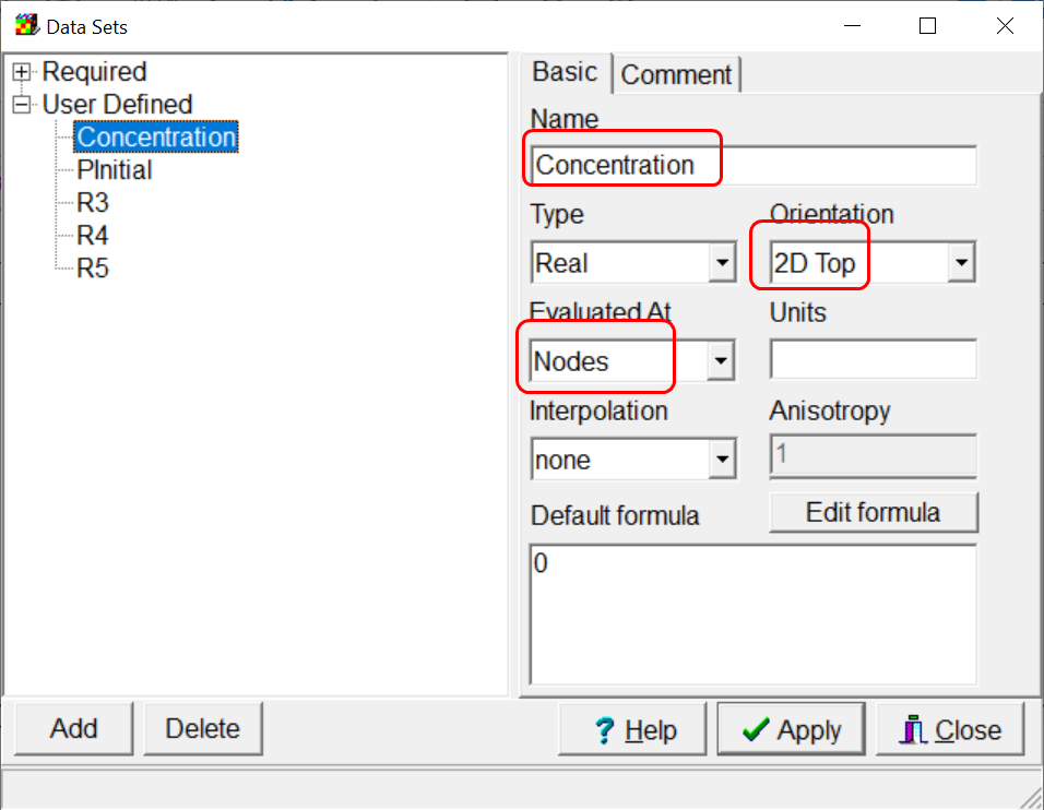 Concentration data set