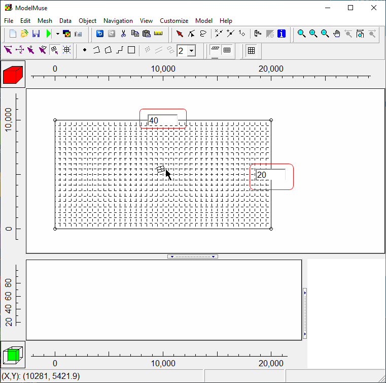 Discretization in the X and Y directions