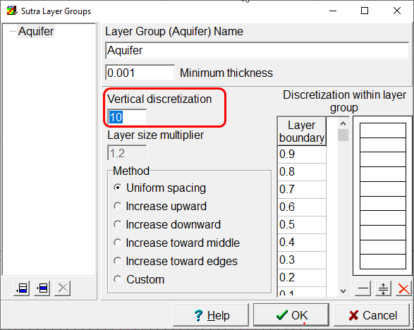 Set vertical discretization to 10.