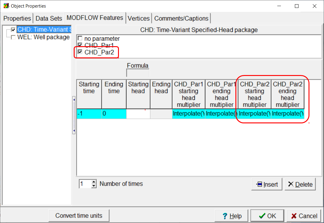 Object Properties dialog box with checkboxes for both parameters still checked.