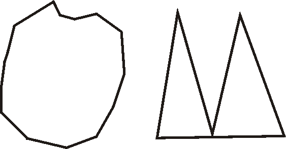 Jagged and non-jagged polygons.