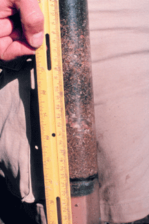 Intact 20-cm core from streambed