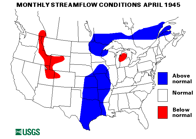 National Water Conditions Surface Water Conditions Map - April 1945