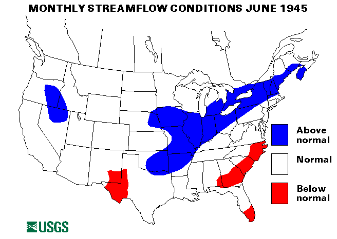 National Water Conditions Surface Water Conditions Map - June 1945