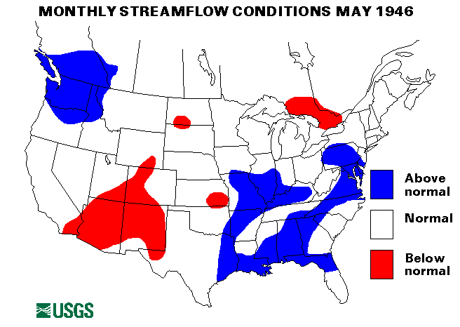 National Water Conditions Surface Water Conditions Map - May 1946