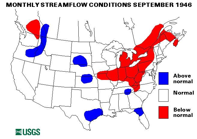 National Water Conditions Surface Water Conditions Map - September 1946