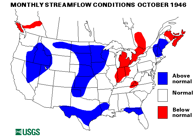 National Water Conditions Surface Water Conditions Map - October 1946