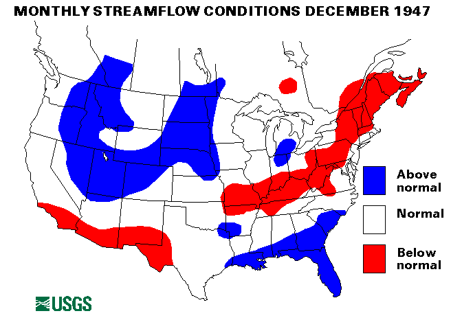 National Water Conditions Surface Water Conditions Map - December 1947