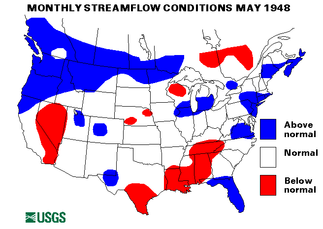 National Water Conditions Surface Water Conditions Map - May 1948