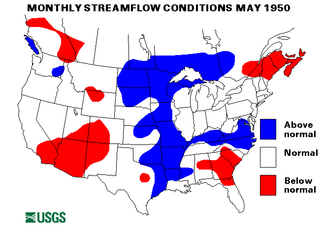 National Water Conditions Surface Water Conditions Map - May 1950