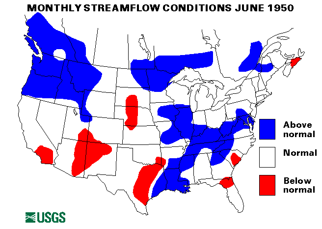 National Water Conditions Surface Water Conditions Map - June 1950